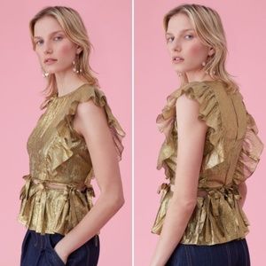 Rebecca Taylor Sleeveless Lame Top in Gold, XS
